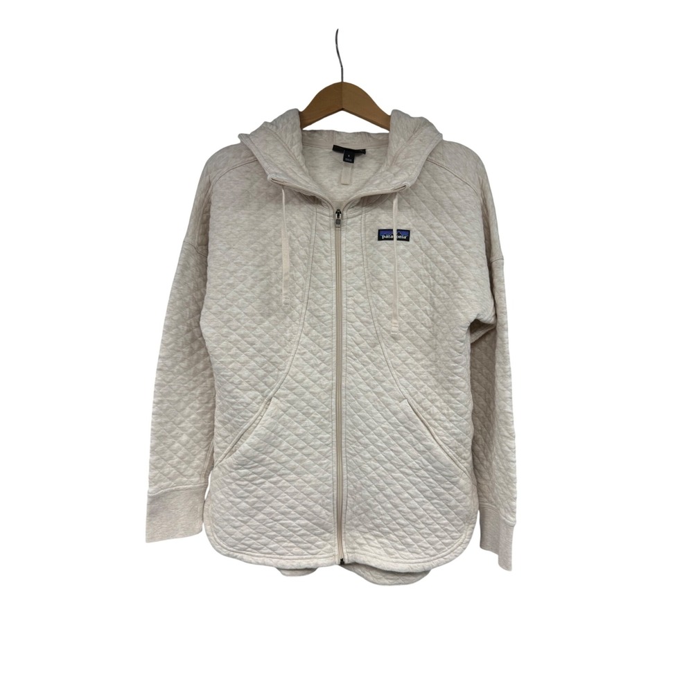 Patagonia Womens Organic Cotton Quilt Full Zip Hoody Oatmeal Heather Small